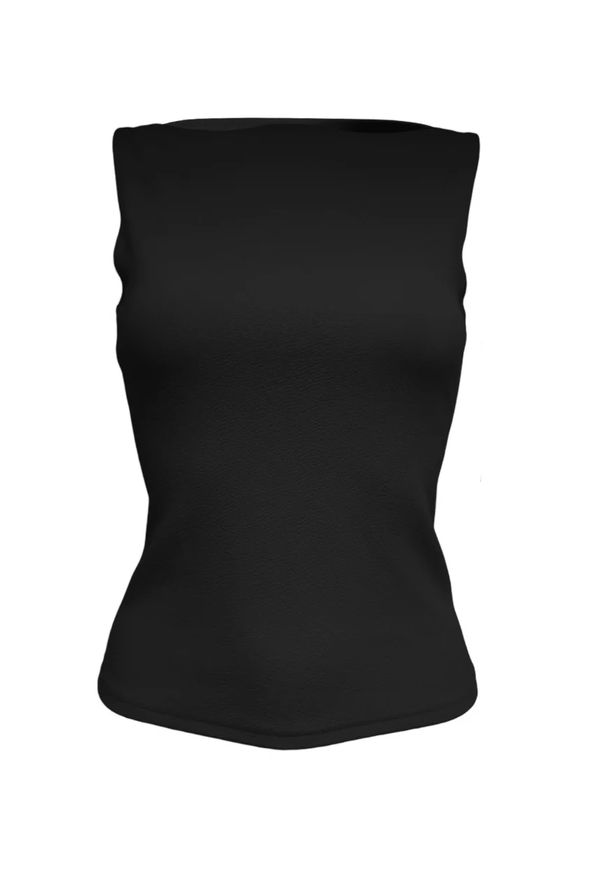 black slash neck top