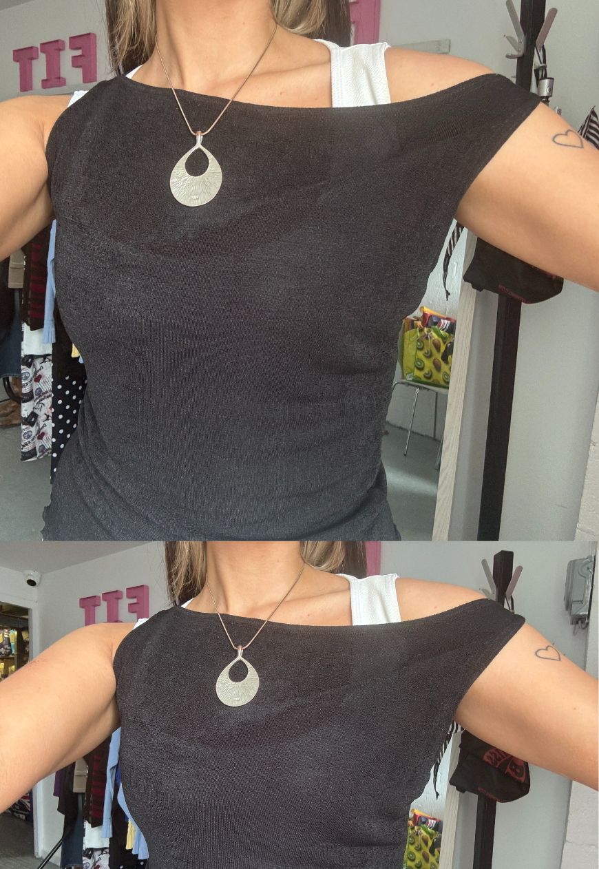 black slinky slash neck top - Image 5