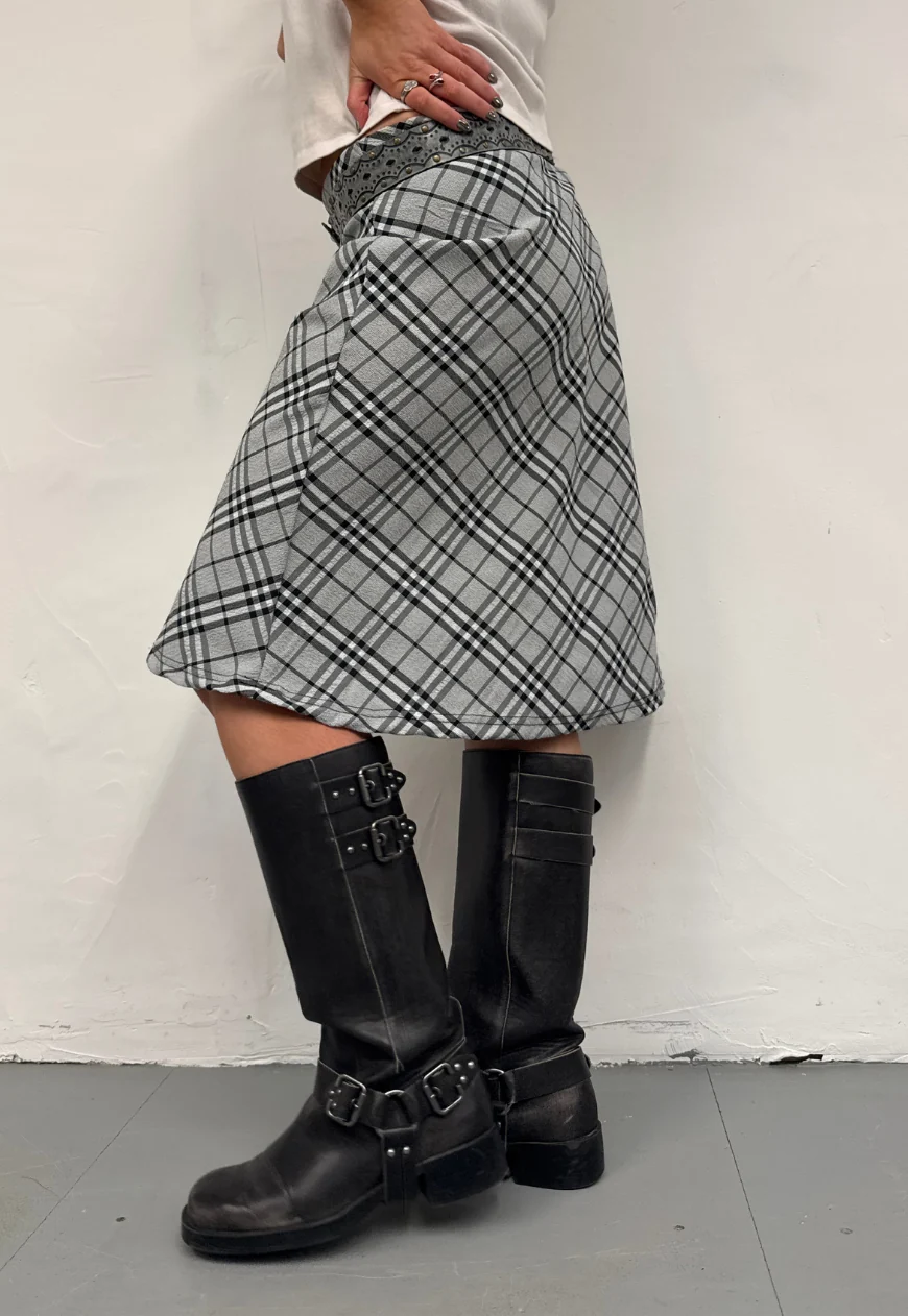 grey check midi skirt - Image 3