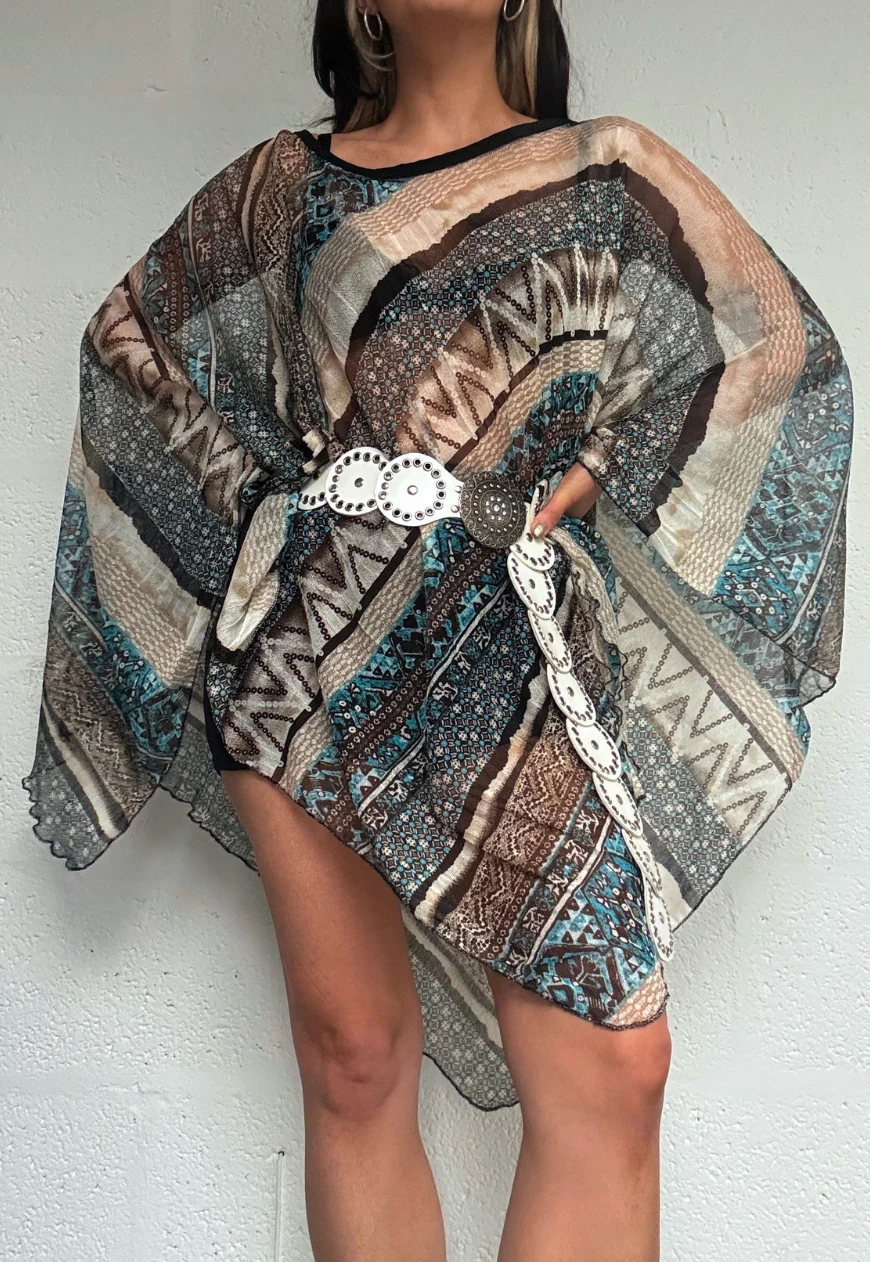 blue print mesh poncho - Image 3