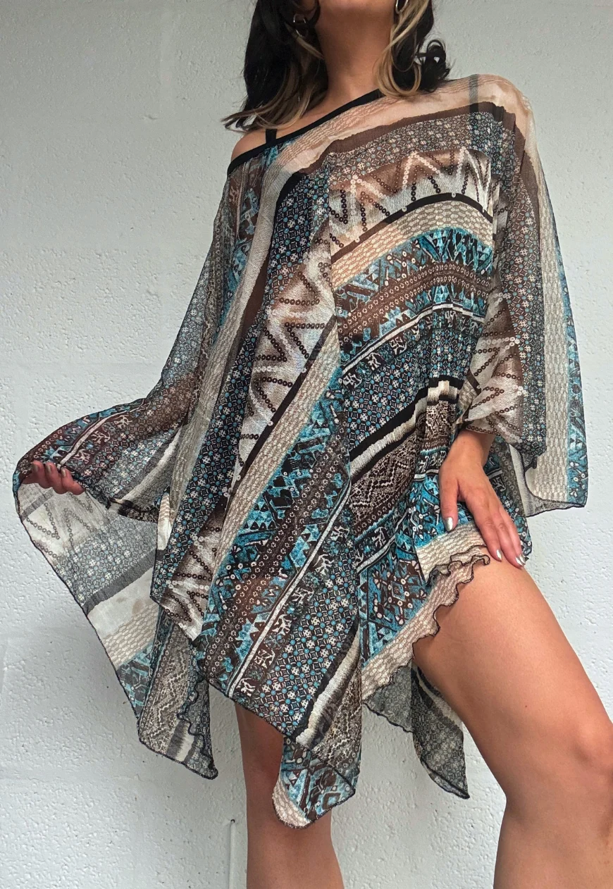 blue print mesh poncho - Image 4