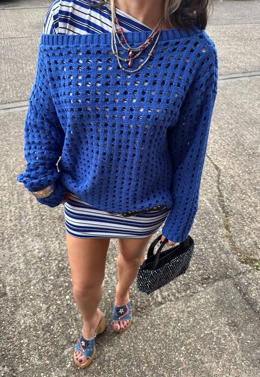 blue stripe slouch dress - Image 8