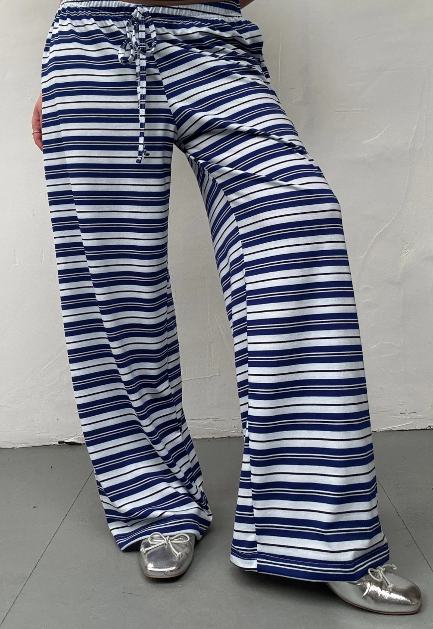 blue stripe soft trousers - Image 3