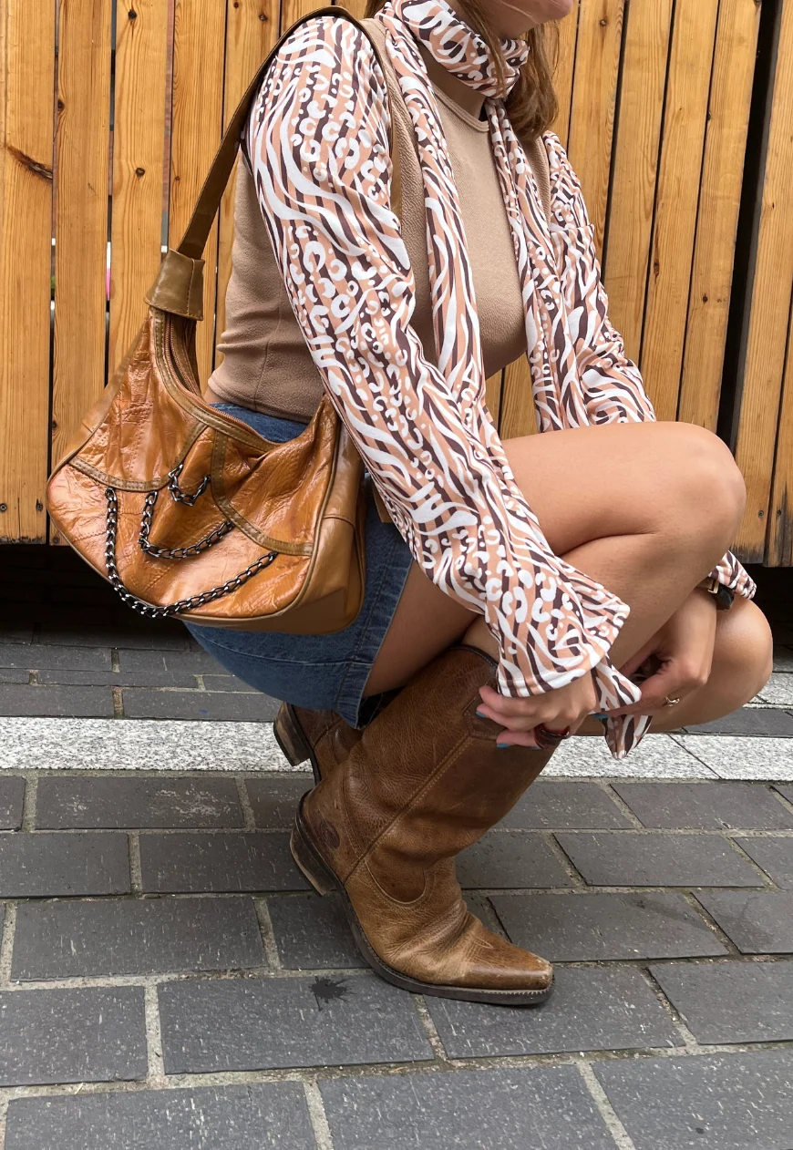 caramel animal flare crop - Image 3