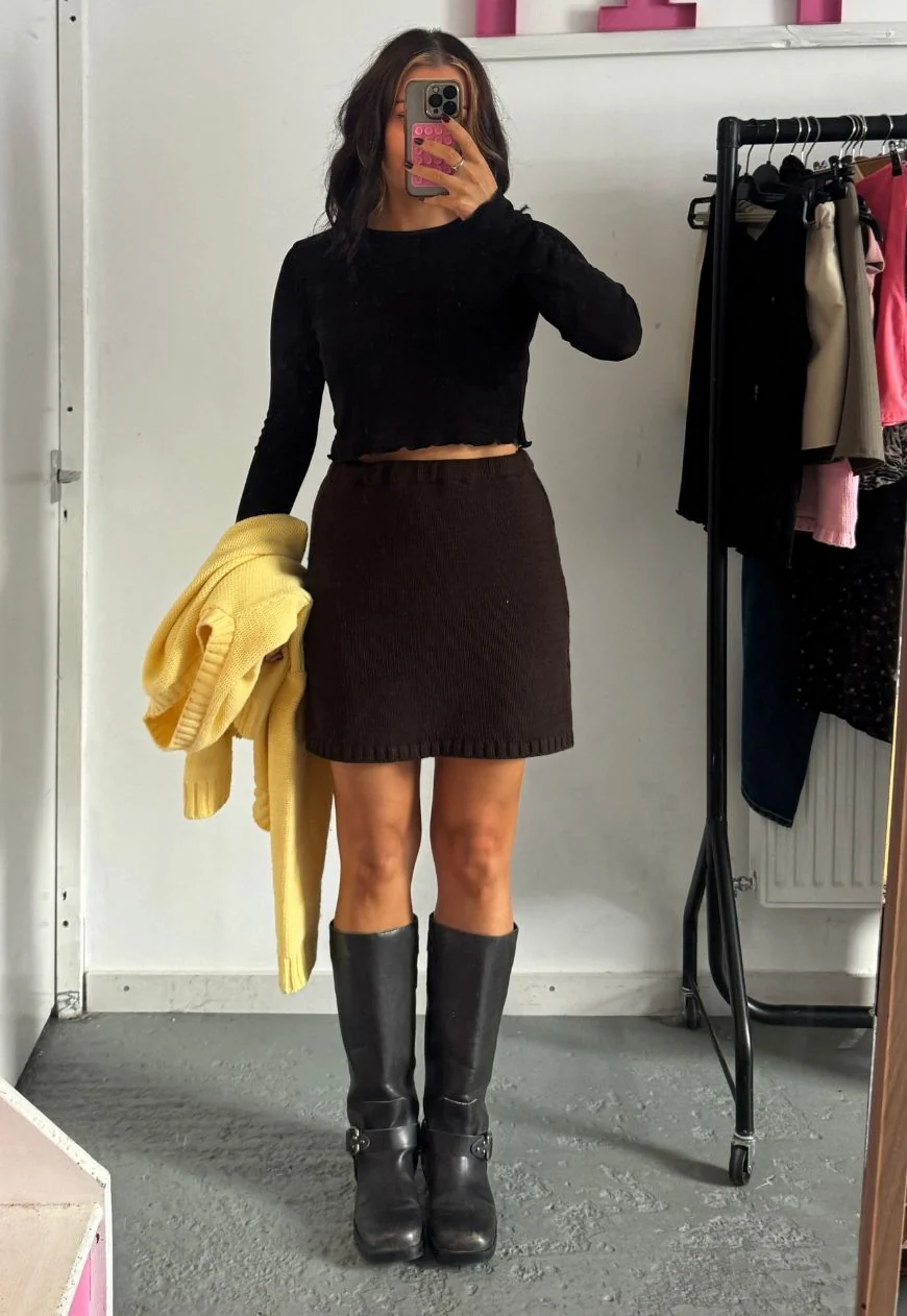 chocolate hissy knit mini skirt - Image 8