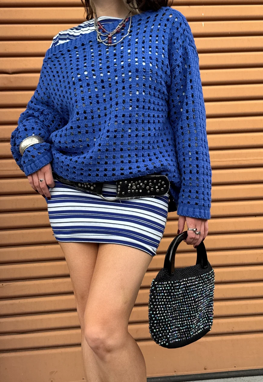 cobalt slouch mesh hissy knit jumper - Image 4