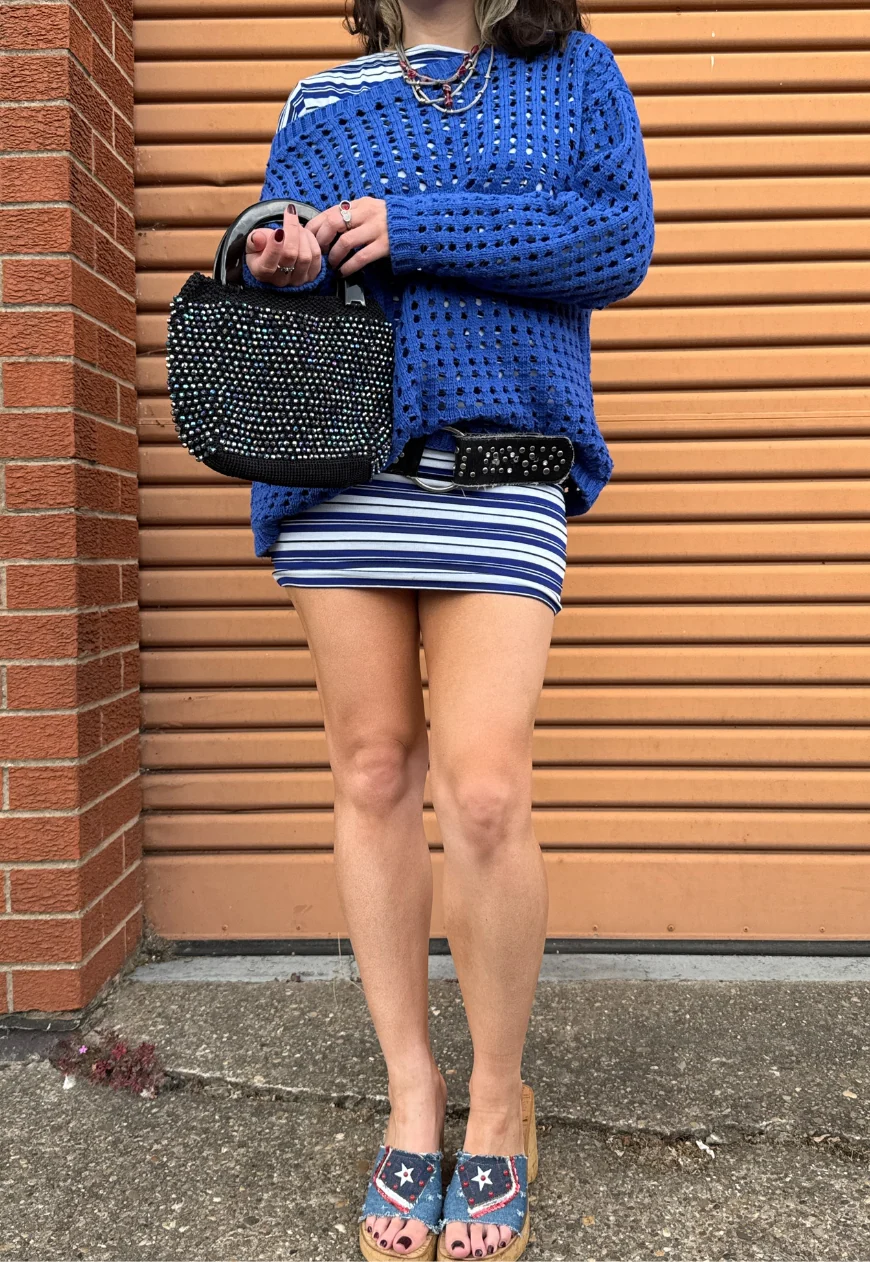 cobalt slouch mesh hissy knit jumper - Image 6