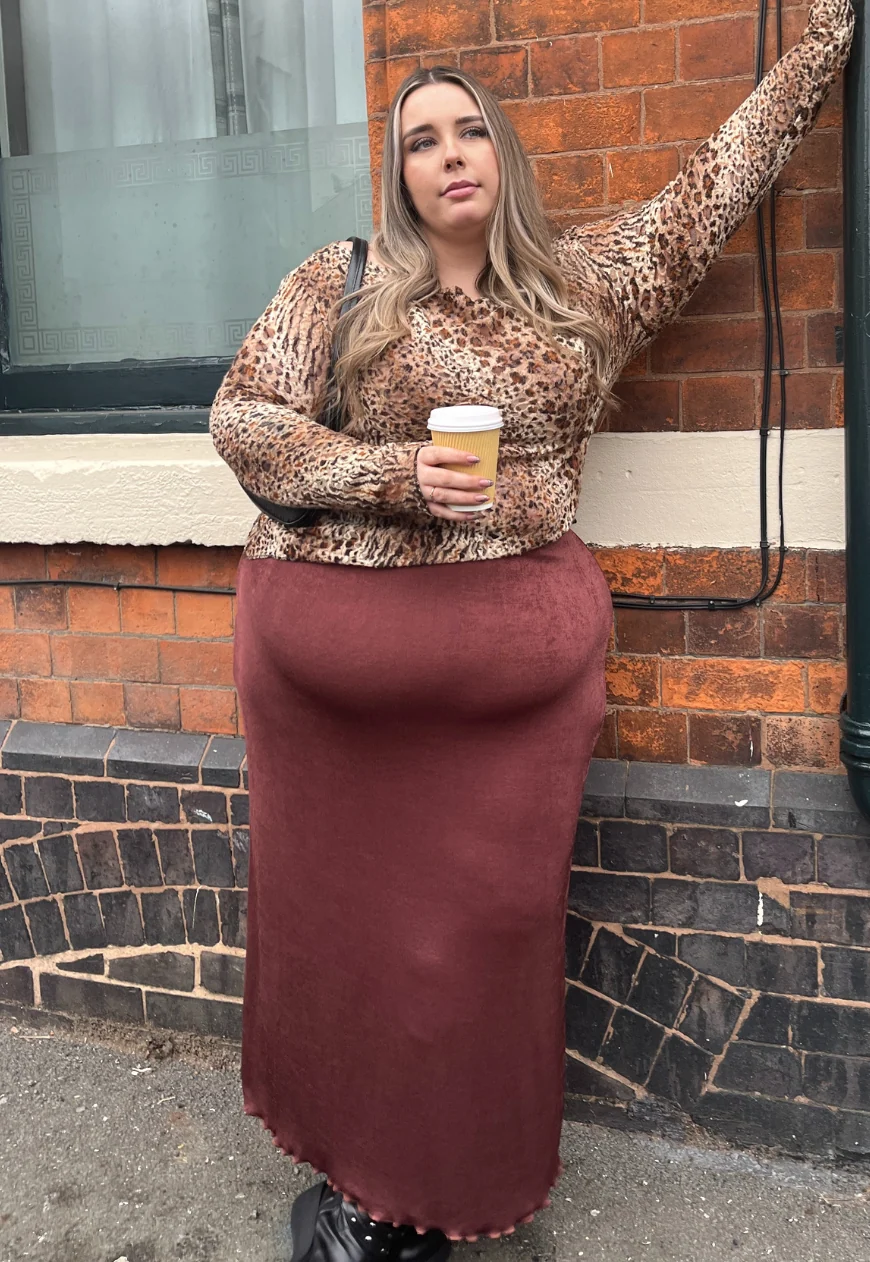 cream/hazelnut reversible maxi skirt - Image 6