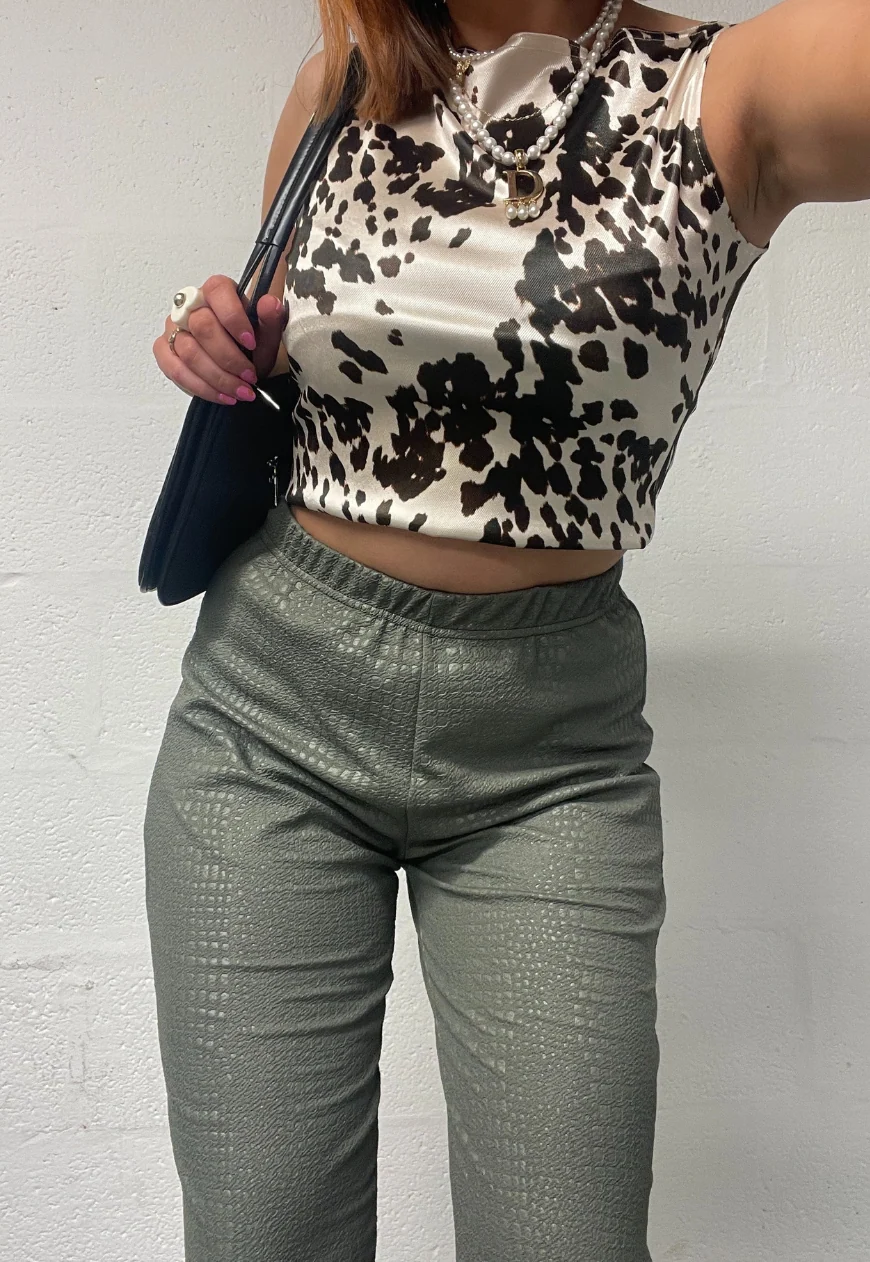 croc print straight leg trouser - Image 6