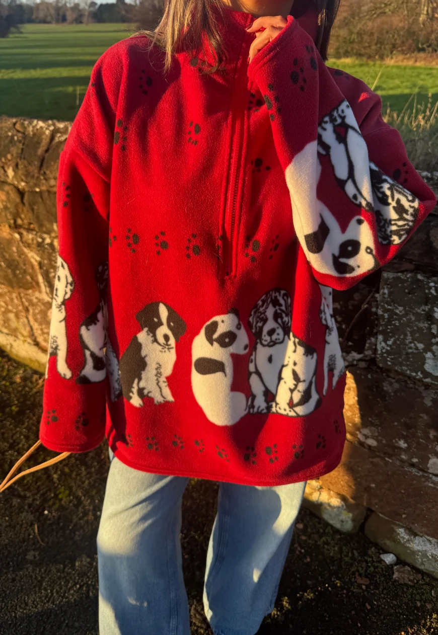red dog print fleece *free scarf* - Image 3