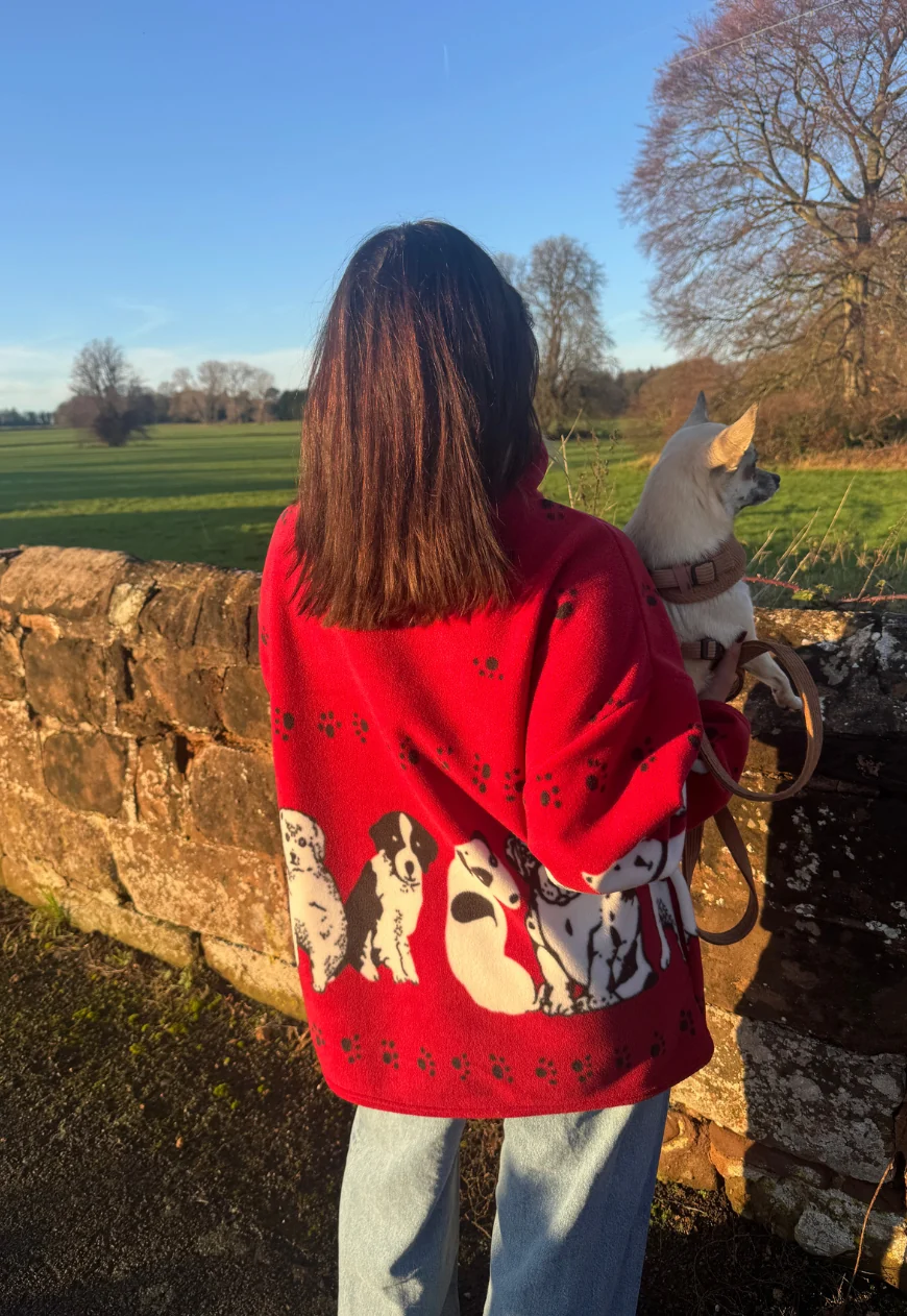 red dog print fleece *free scarf* - Image 4