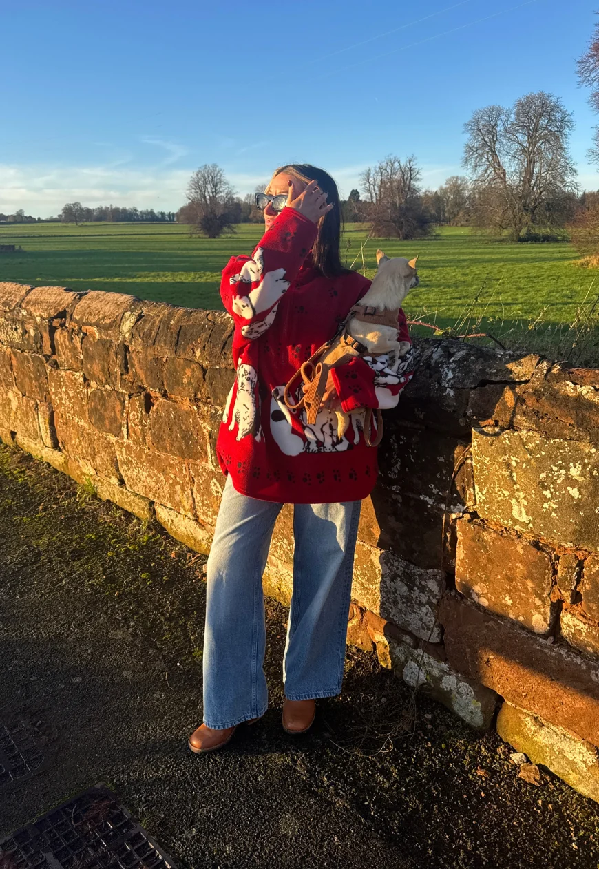 red dog print fleece *free scarf* - Image 5