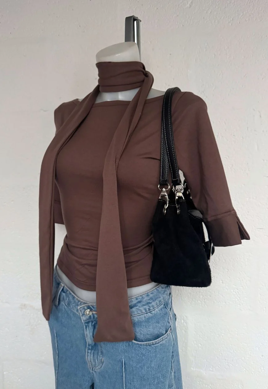 hazelnut skinny scarf - Image 3