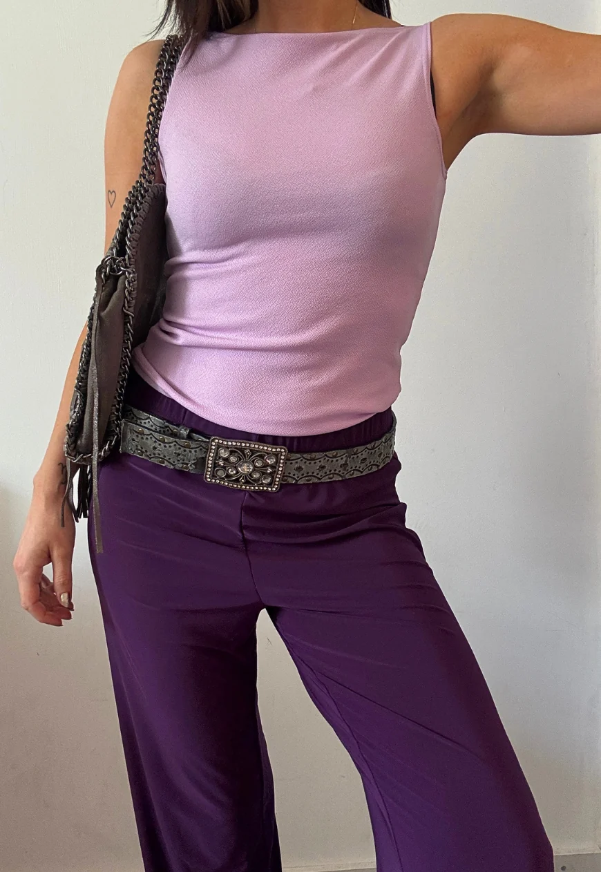lilac slash neck top - Image 3