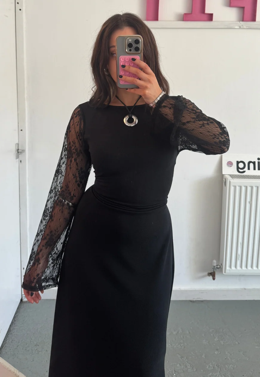 eclipse multiway lace sleeve cinch maxi dress - Image 3