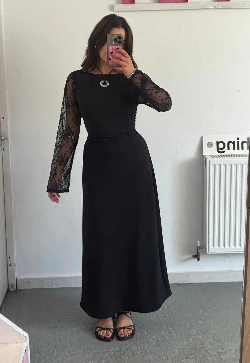 eclipse multiway lace sleeve cinch maxi dress - Image 4