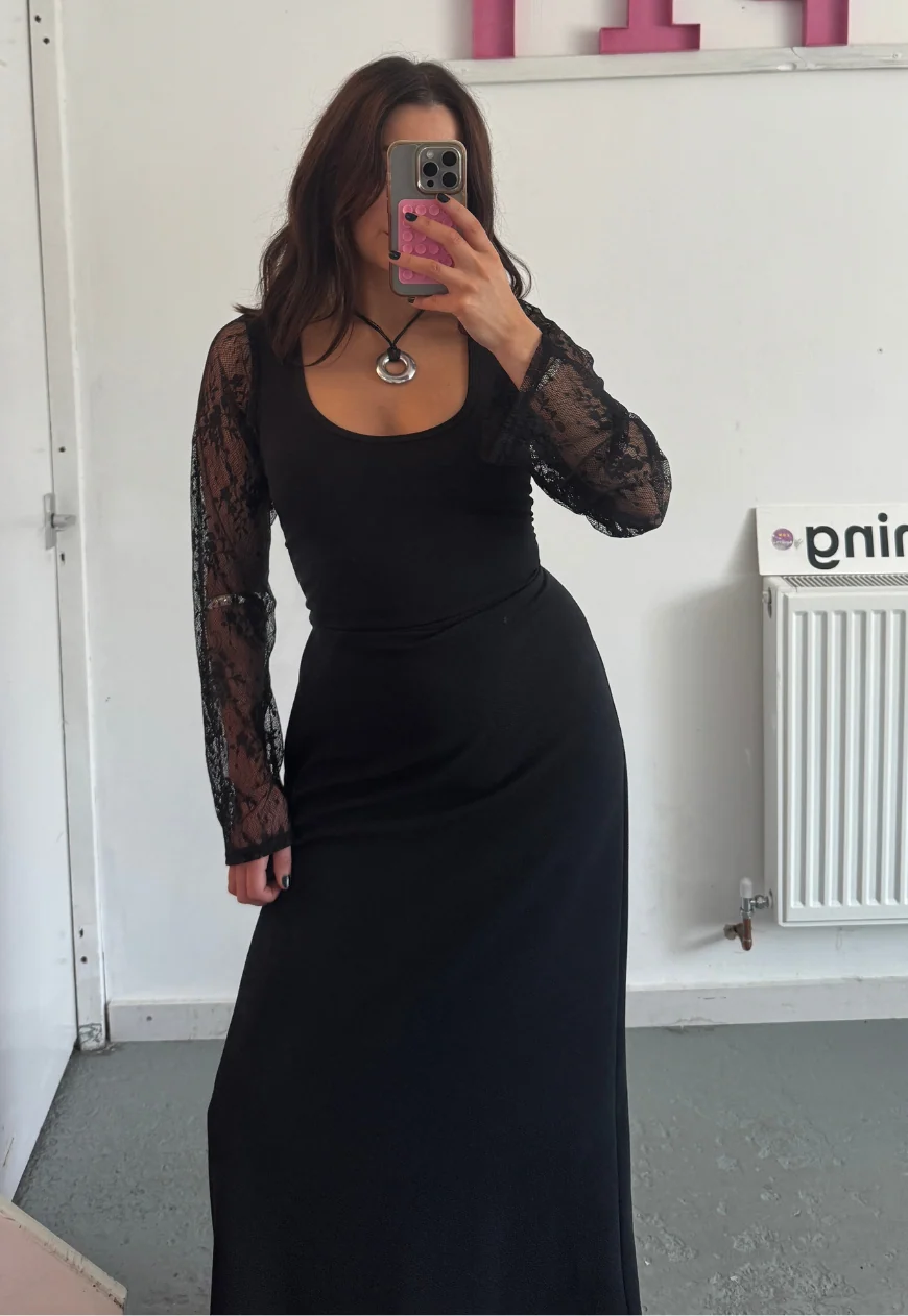 eclipse multiway lace sleeve cinch maxi dress - Image 5