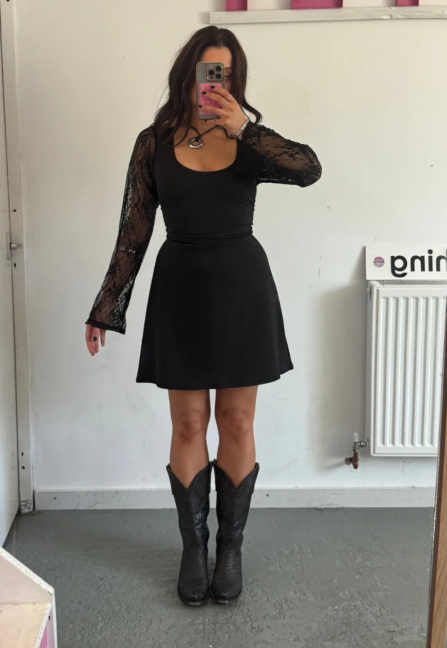 eclipse multiway lace sleeve cinch mini dress - Image 3