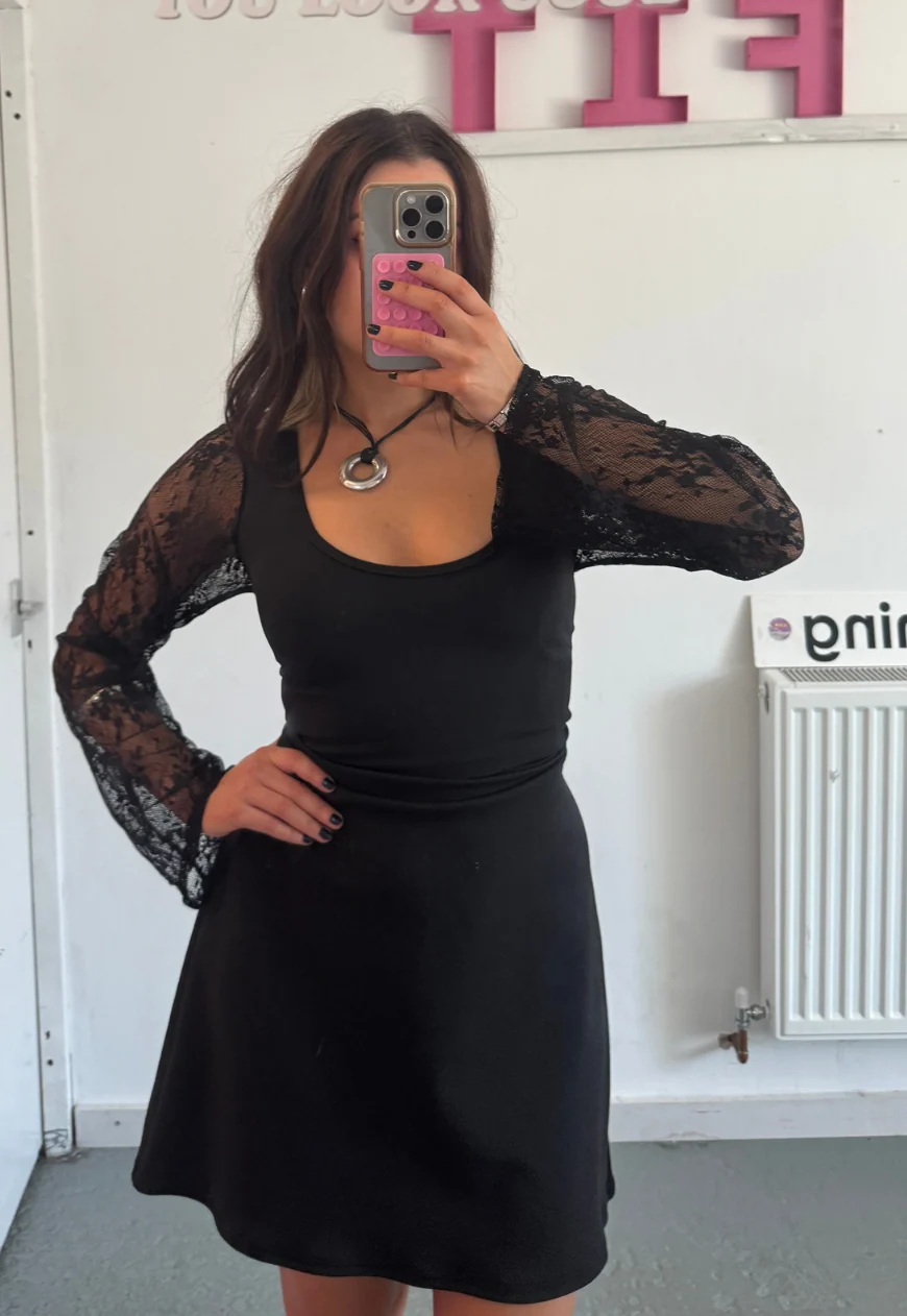 eclipse multiway lace sleeve cinch mini dress - Image 4