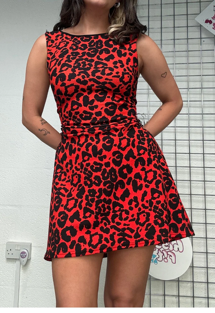 red leopard multiway mini cinch dress - Image 3