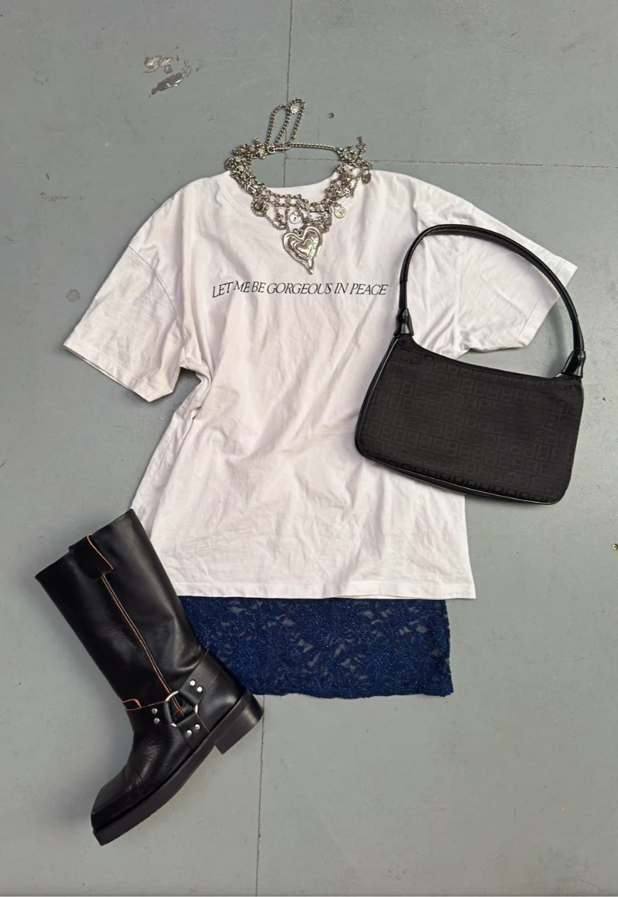 navy shimmer lace mini skirt - Image 3