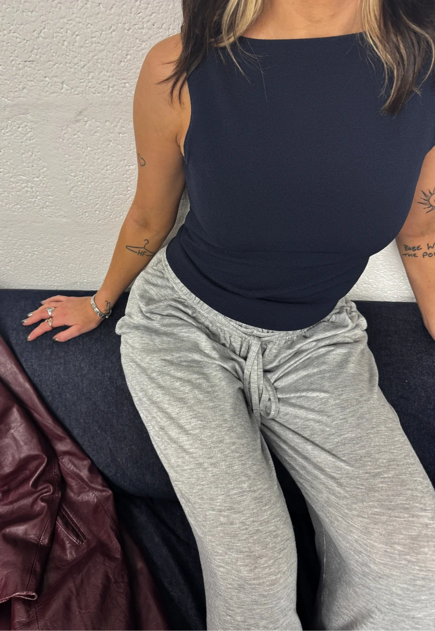 navy slash neck top - Image 6