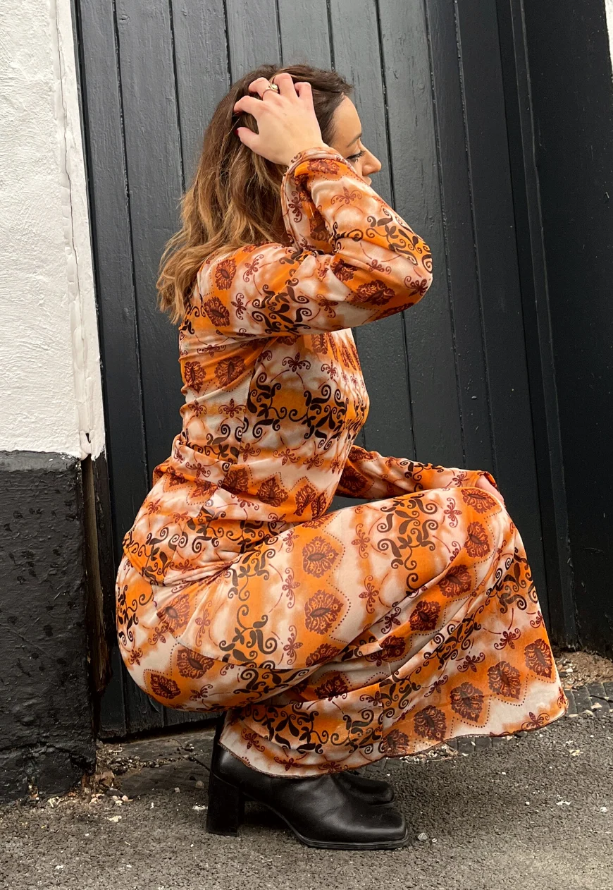 orange grunge mesh asymmetric top - Image 4