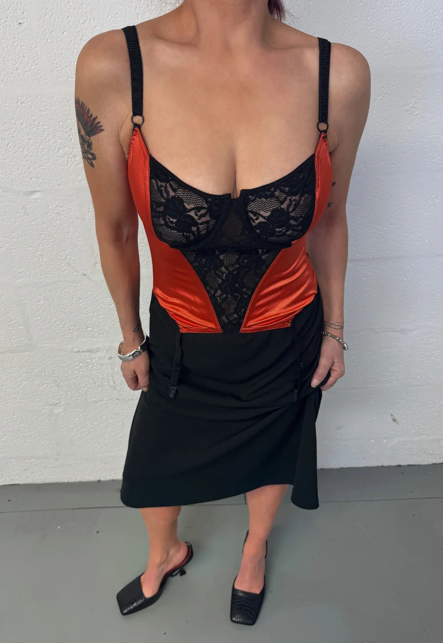 orange satin corset - Image 5
