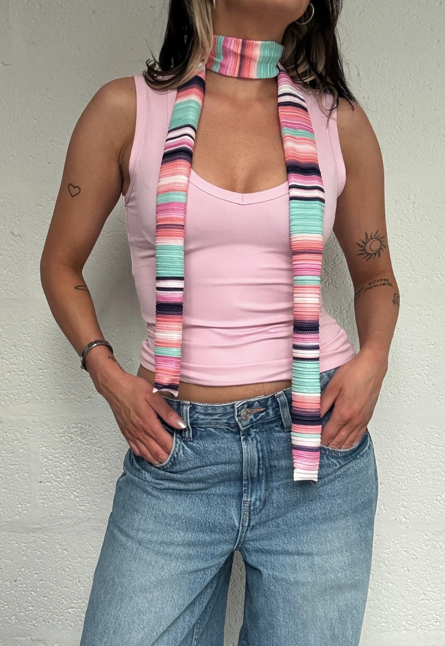 pastel plissé skinny scarf - Image 2