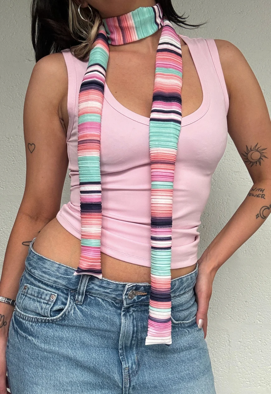 pastel plissé skinny scarf - Image 3