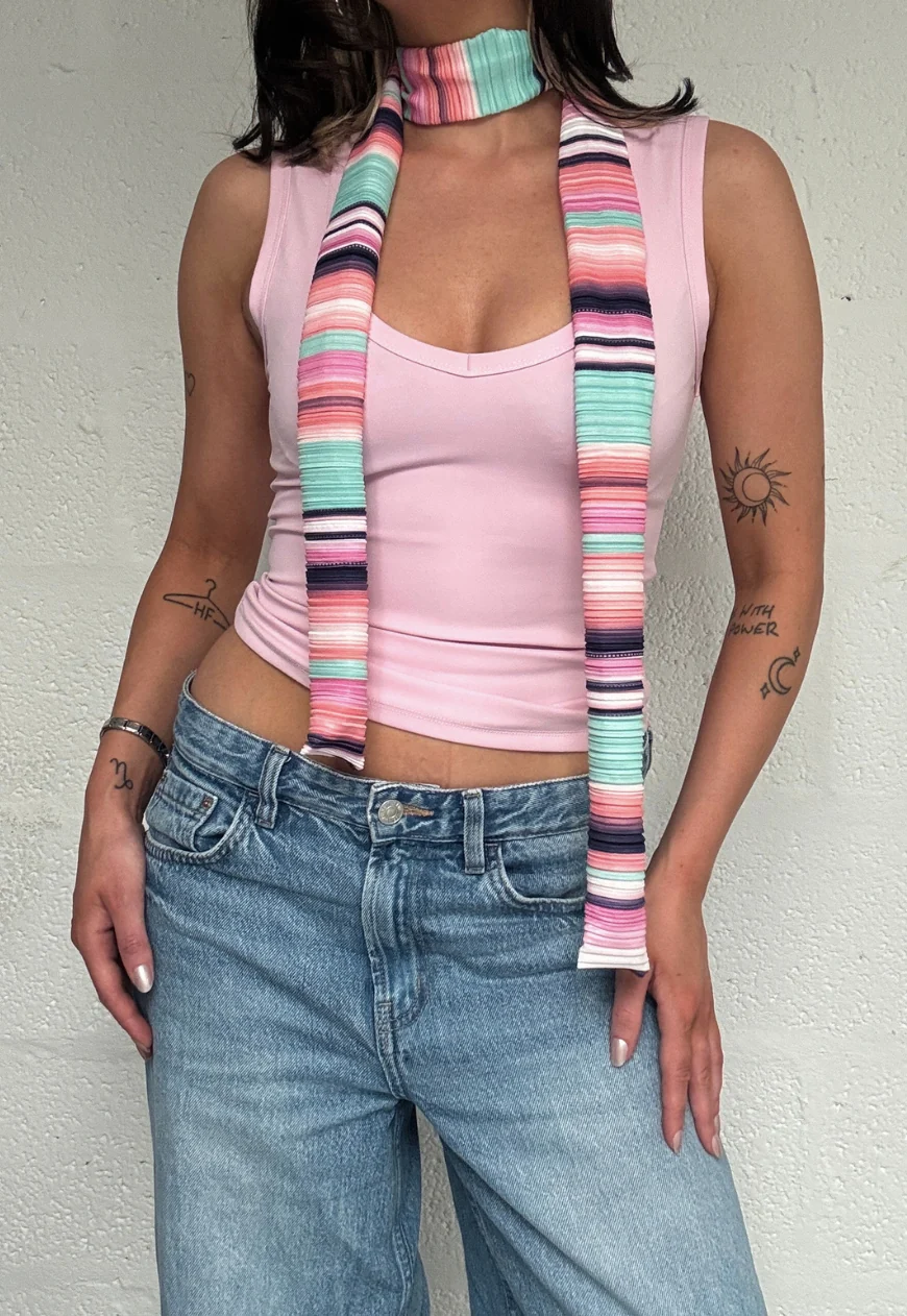 pastel plissé skinny scarf - Image 4