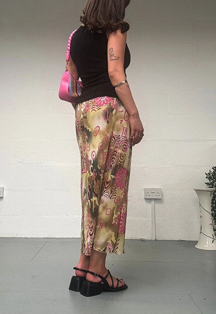 pink swirl mesh maxi skirt - Image 5