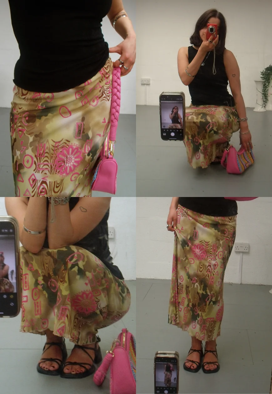 pink swirl mesh maxi skirt - Image 6