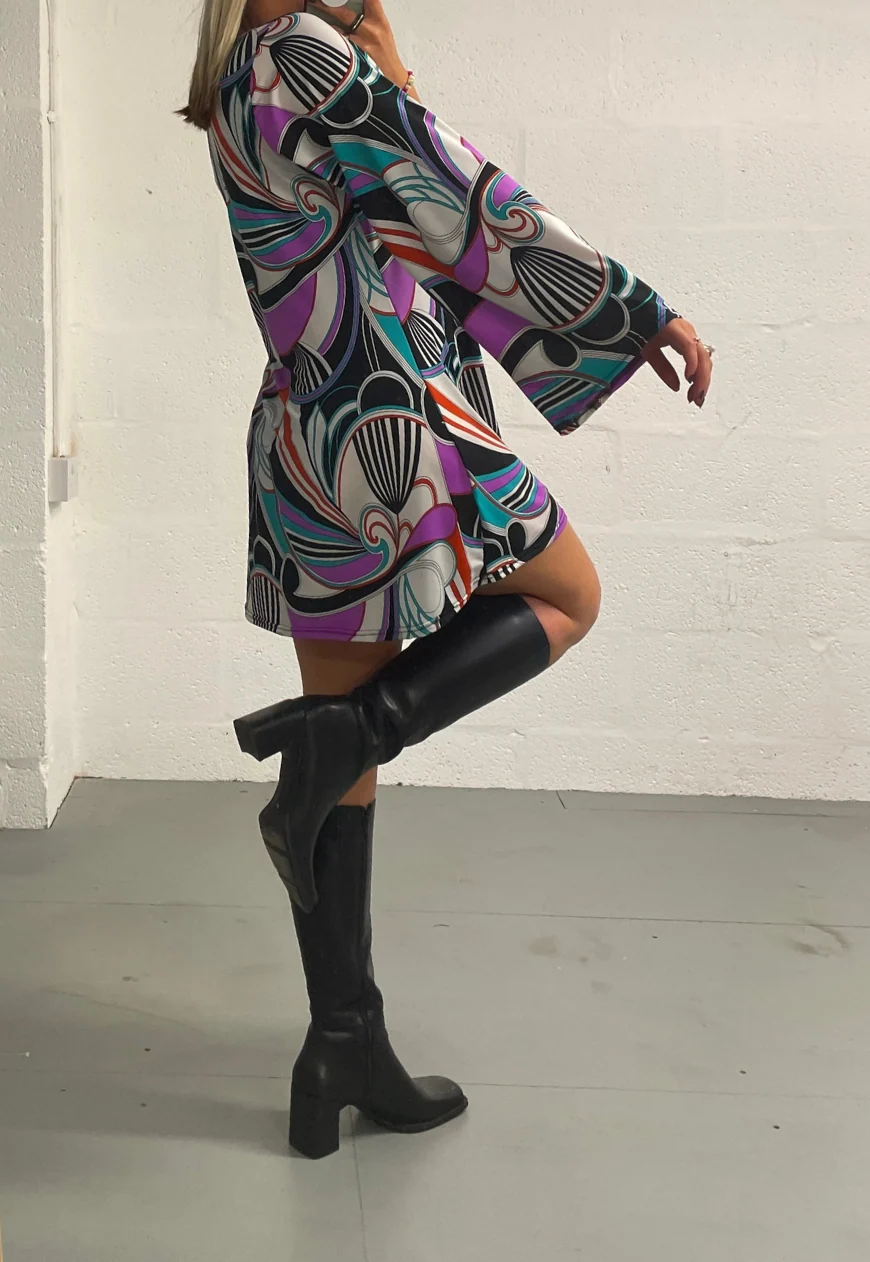 purple retro swing mini dress - Image 3