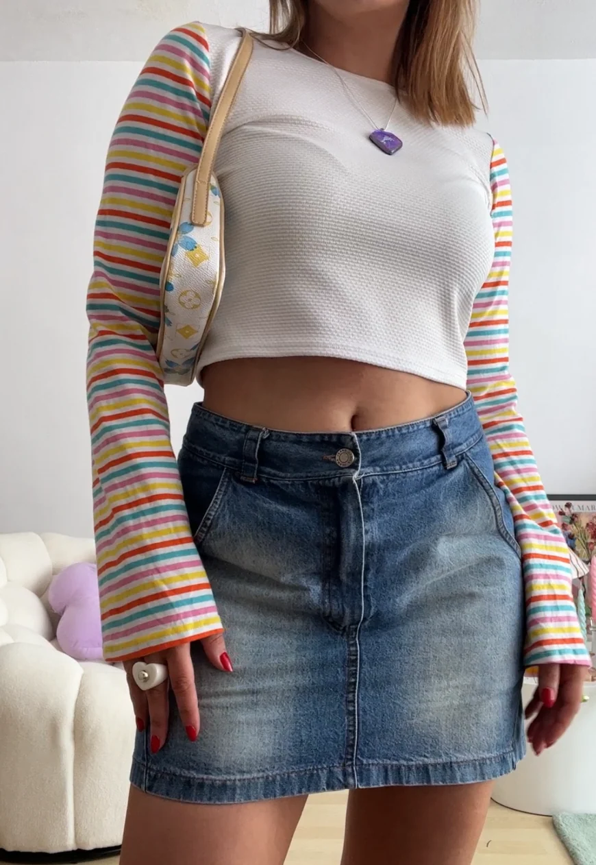 rainbow flare crop top - Image 3