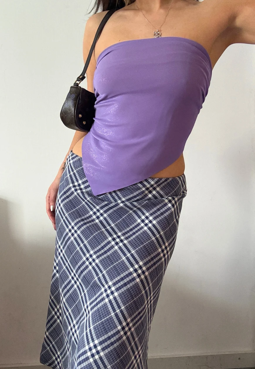 blue check midi skirt - Image 4