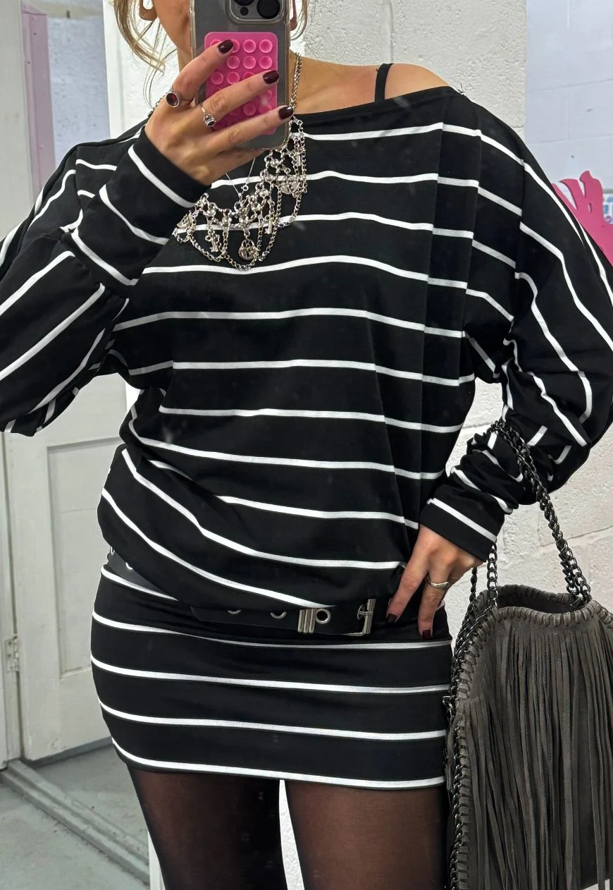 b&w stripe slouch dress - Image 5