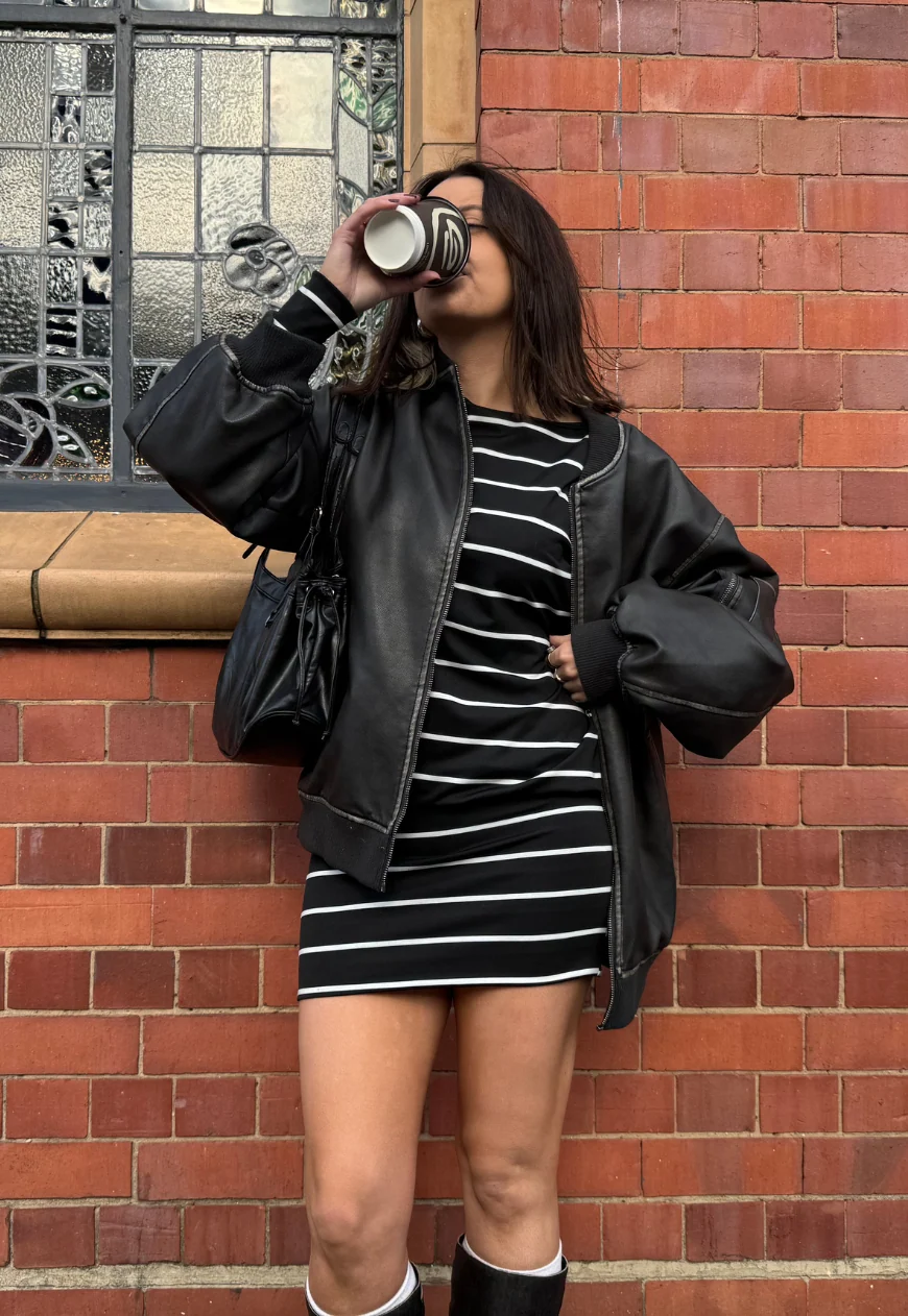 b&w stripe slouch dress - Image 6