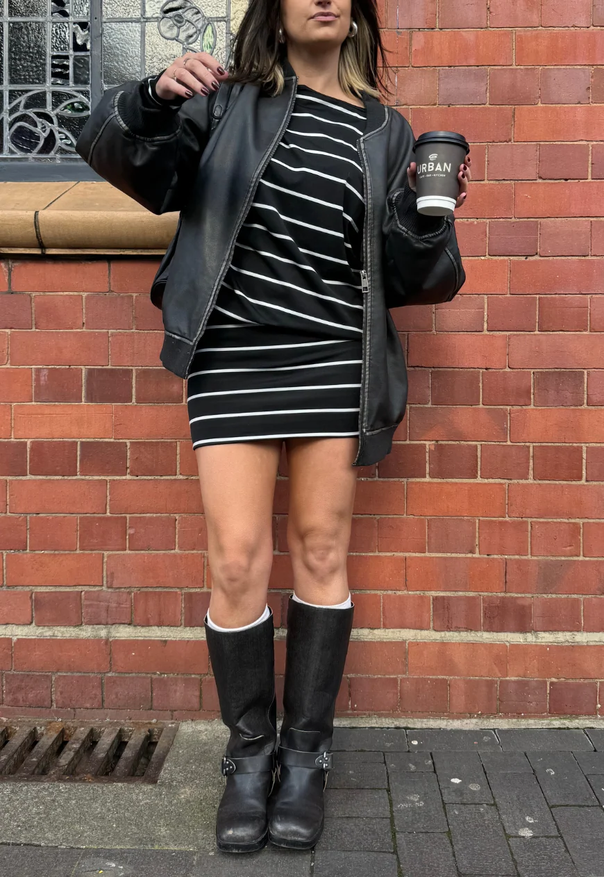 b&w stripe slouch dress - Image 7