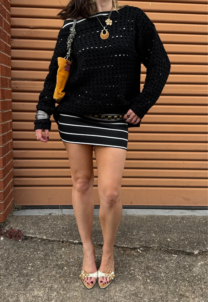 b&w stripe slouch dress - Image 8