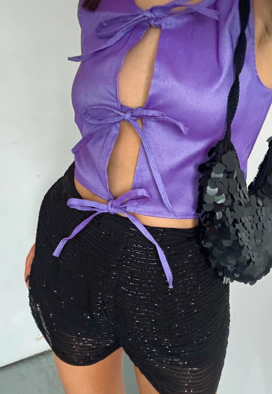 violet bengaline tie top - Image 3