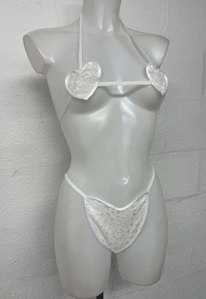 cream lace heart set - Image 7