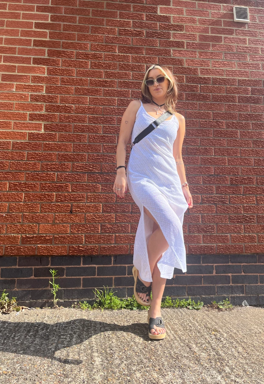 white lace mesh maxi dress - Image 9