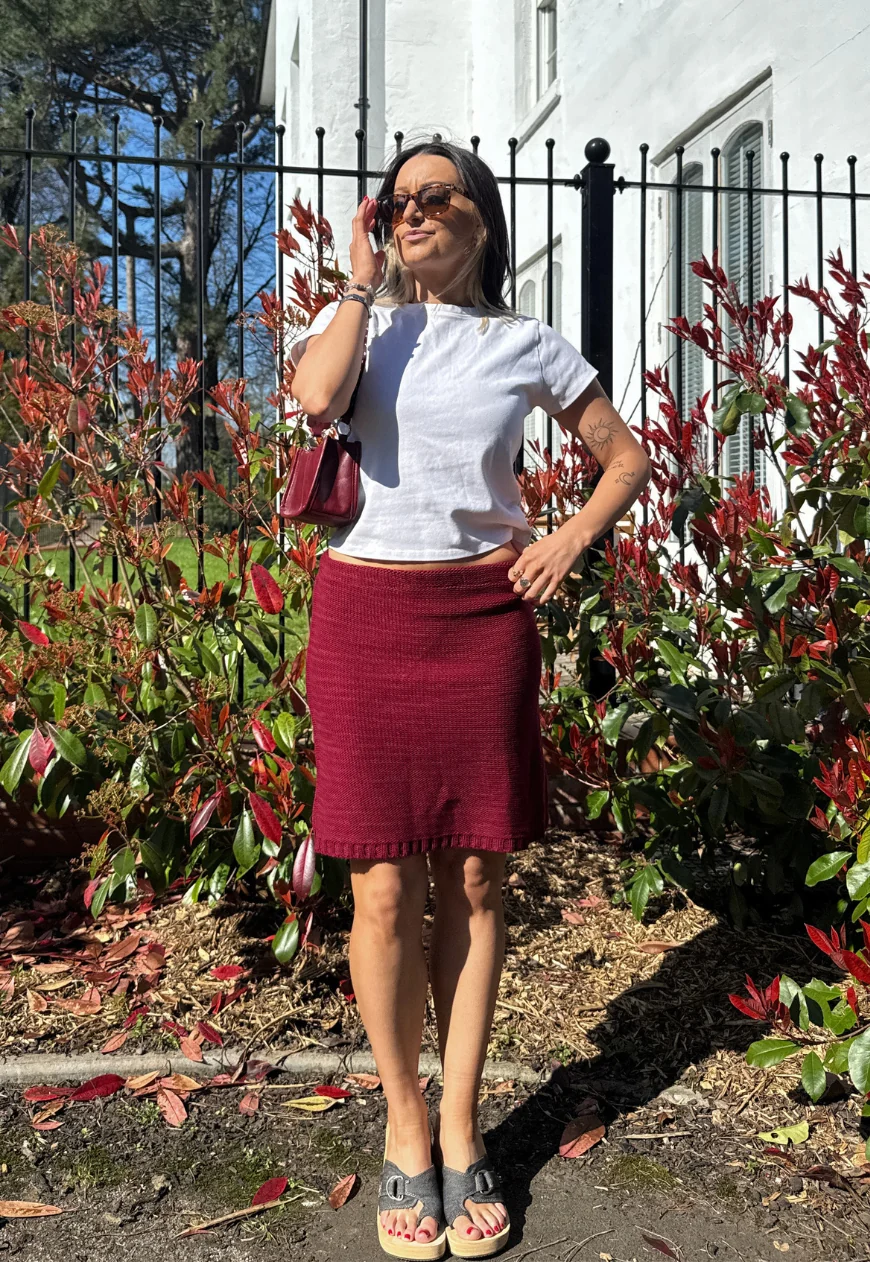 wine hissy knit mini skirt - Image 4