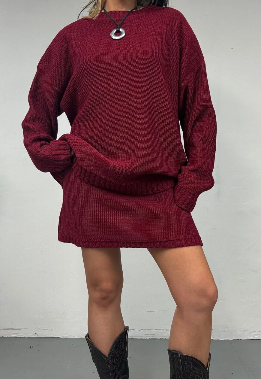 wine hissy knit mini skirt - Image 5