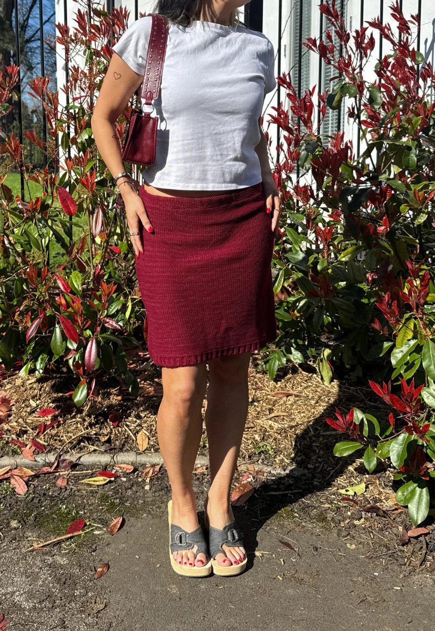 wine hissy knit mini skirt - Image 7